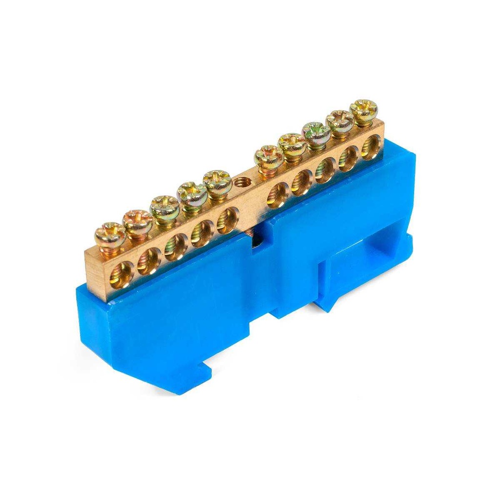 ⛔Шина N "ноль" на DIN-изол ШНИ-6х9-10 (син)